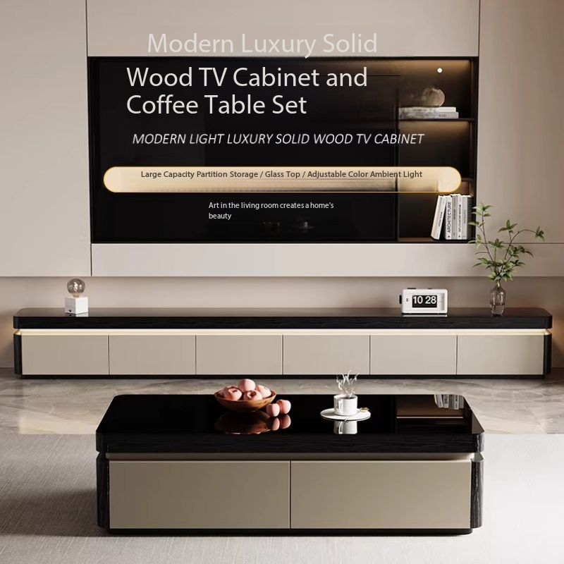 Sustainable Living Spaces - Modern Aesthetics TV Stand Sliding Doors